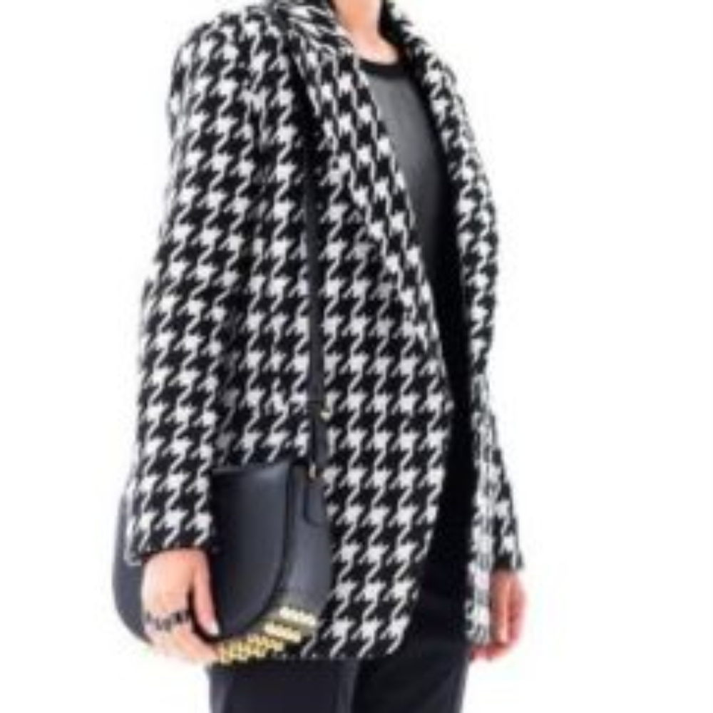 Houndstooth Black White sz M Loose Oversize Coat